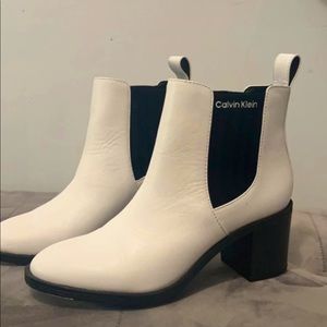 White Calvin Klein Chelsea Boots